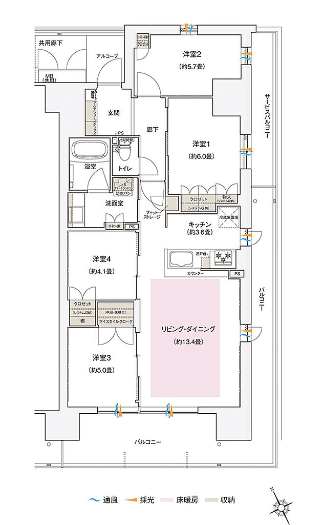 ローレルスクエア長原ザ・ランドマークス 間取り 【先着順】CI