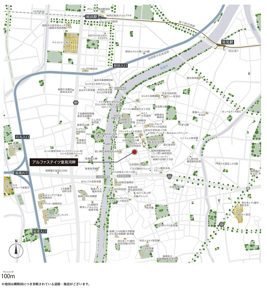 アルファステイツ室見河畔：案内図