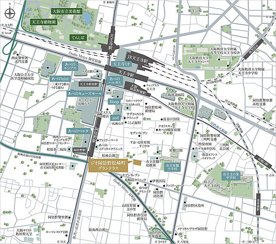 ジオ阿倍野松崎町グランテラス 現地案内図