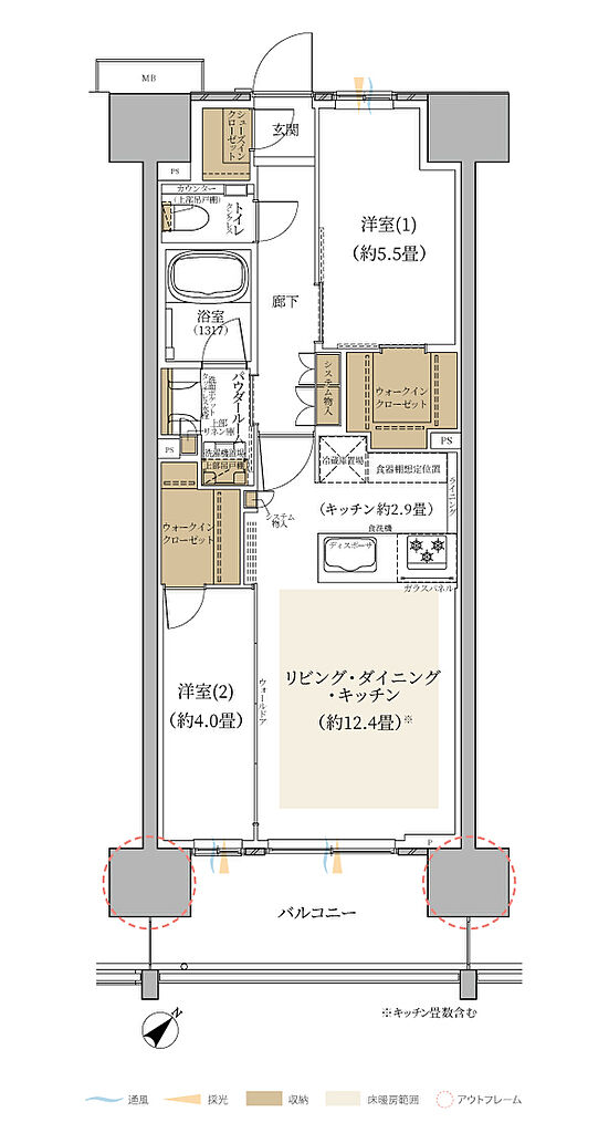 エクセレントシティ稲毛海岸 THE STATION GRAN 間取り H1