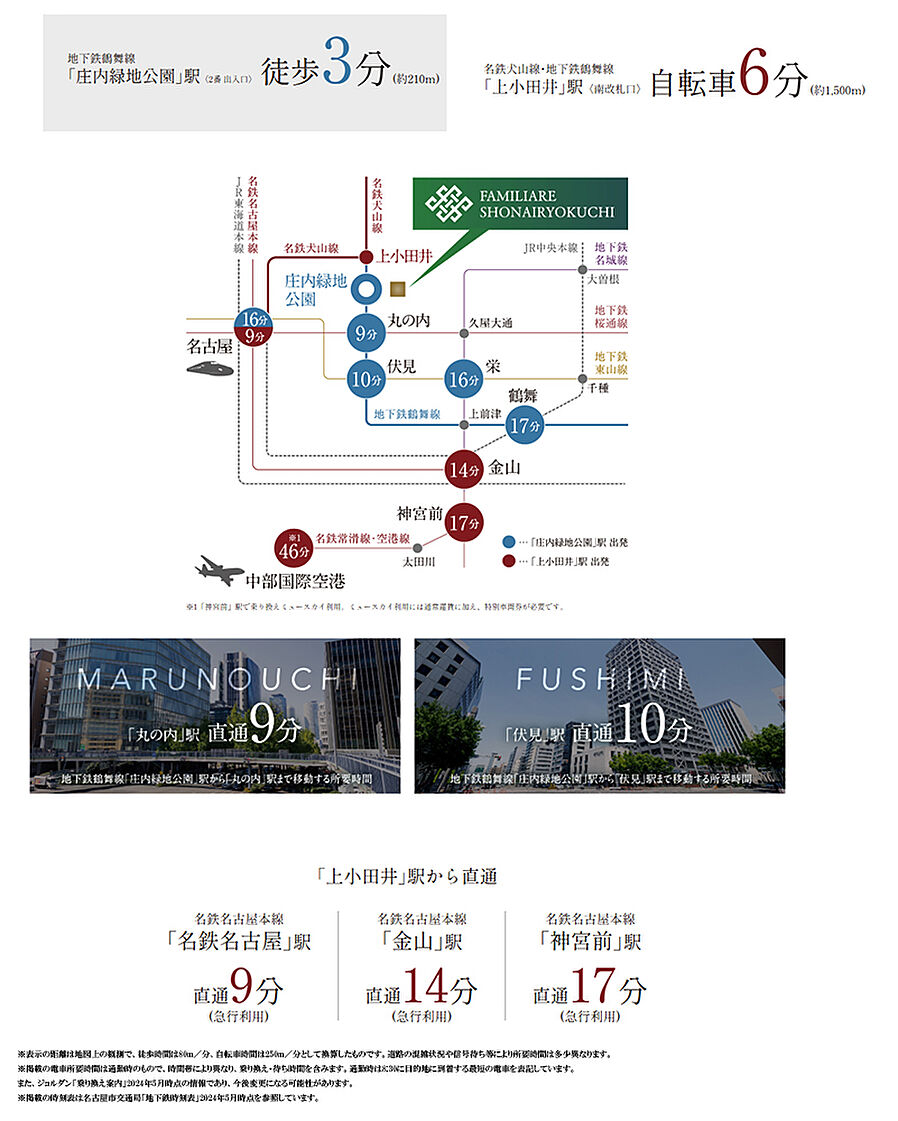 ファミリアーレ庄内緑地：交通図