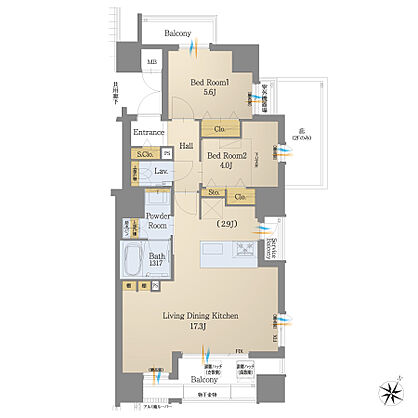 モントーレ六本松 ザ・マーク 間取り A【MENU PLAN 2】
