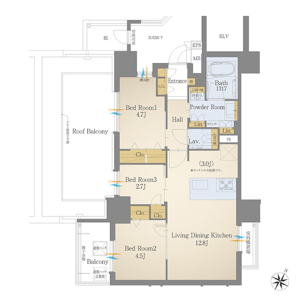 モントーレ六本松 ザ・マーク 間取り B2
