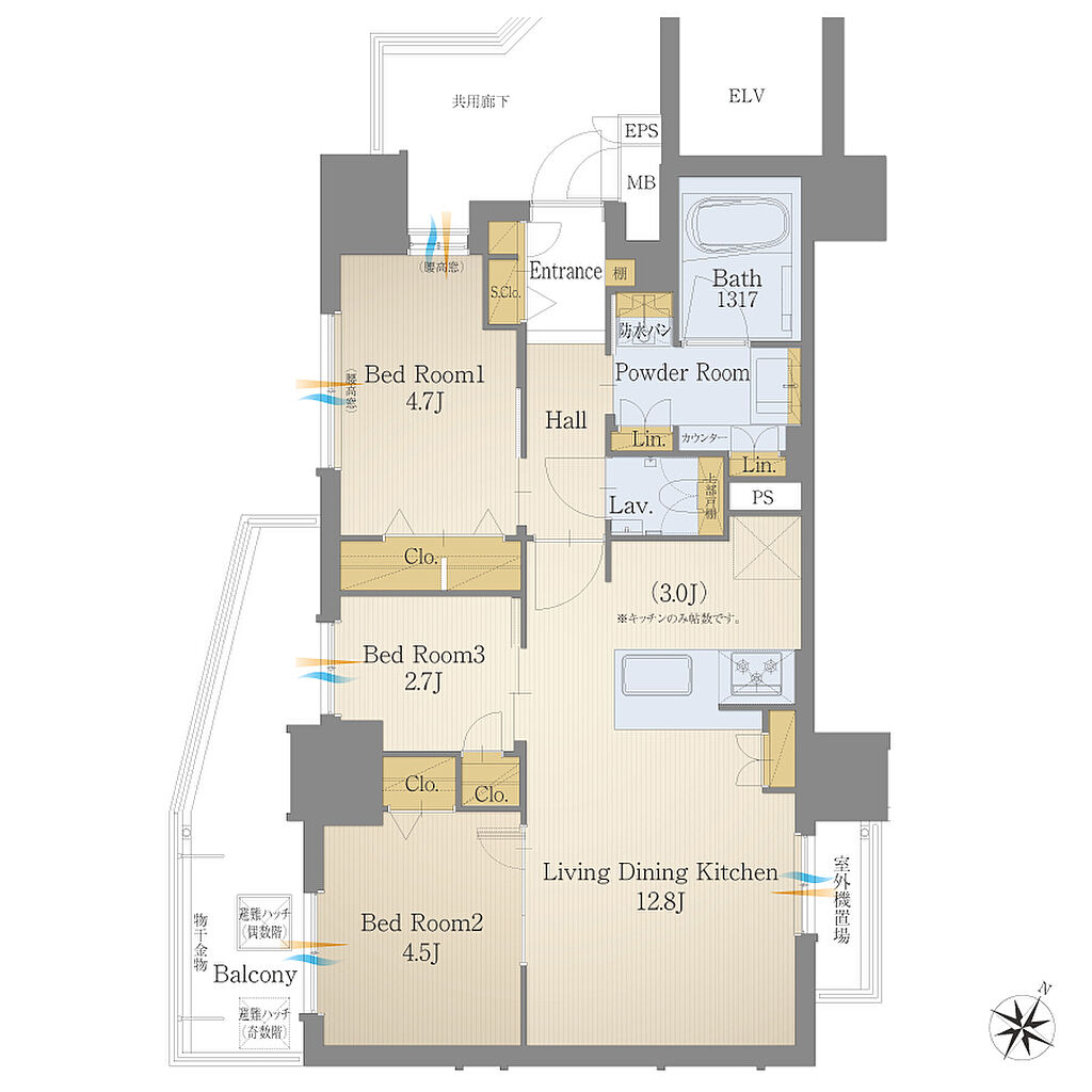 モントーレ六本松 ザ・マーク 間取り B3