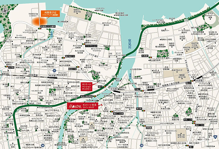 モントーレ室見リバーサイド 現地案内図