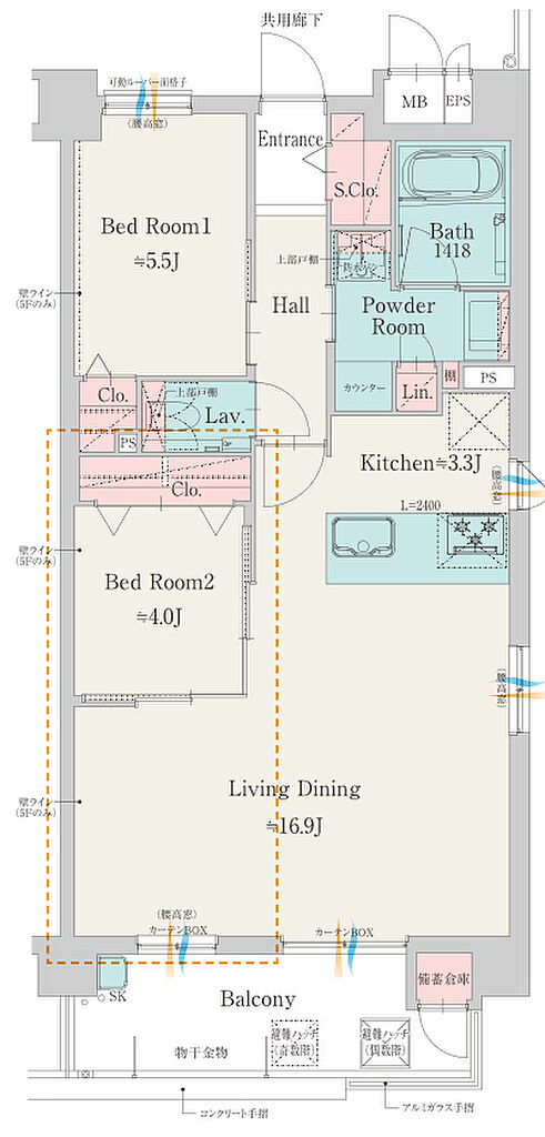 モントーレ室見リバーサイド 間取り A(MENU PLAN 1)