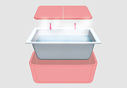 [保温浴槽] 高断熱の保温浴槽を採用しているため、追い焚き回数を減らし光熱費も節約できます。また、浴槽は低床タイプです。※概念図