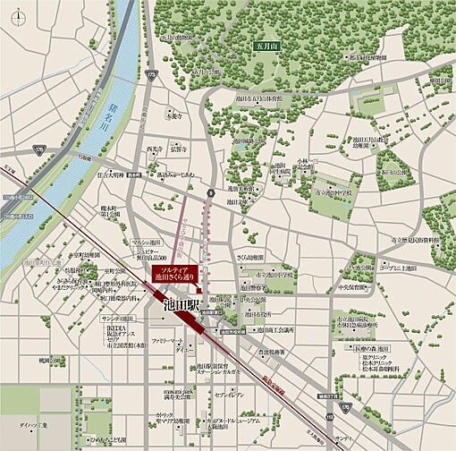 ソルティア池田さくら通り 現地案内図