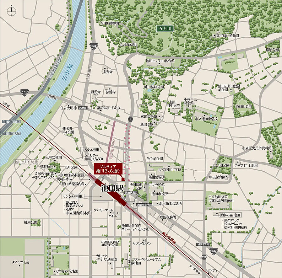 ソルティア池田さくら通り：案内図