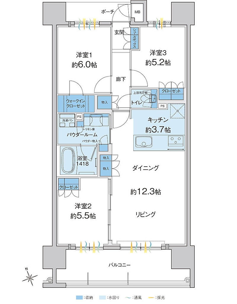 MJRザ・ガーデン上荒田 間取り D