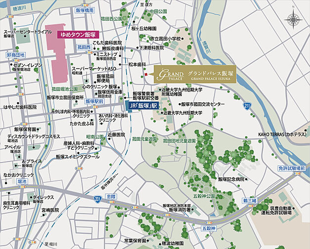 グランドパレス飯塚 現地案内図