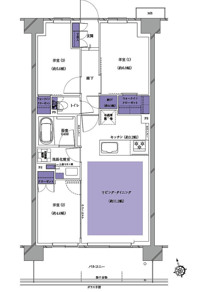 プレシス南流山パークフロント 間取り 【先着順】E4