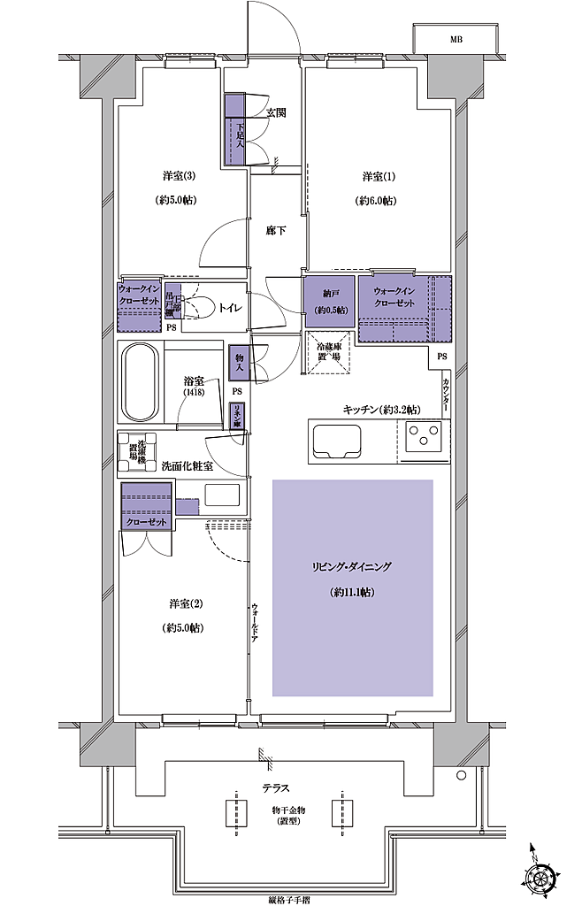 プレシス南流山パークフロント 間取り 【先着順】F2t