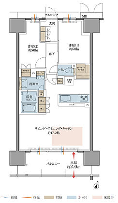 プレティナレジデンス大阪柏原 間取り C【MENU 1】