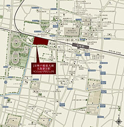 JR神戸線最大級※１大阪駅１駅※2 マンションプロジェクト 現地案内図