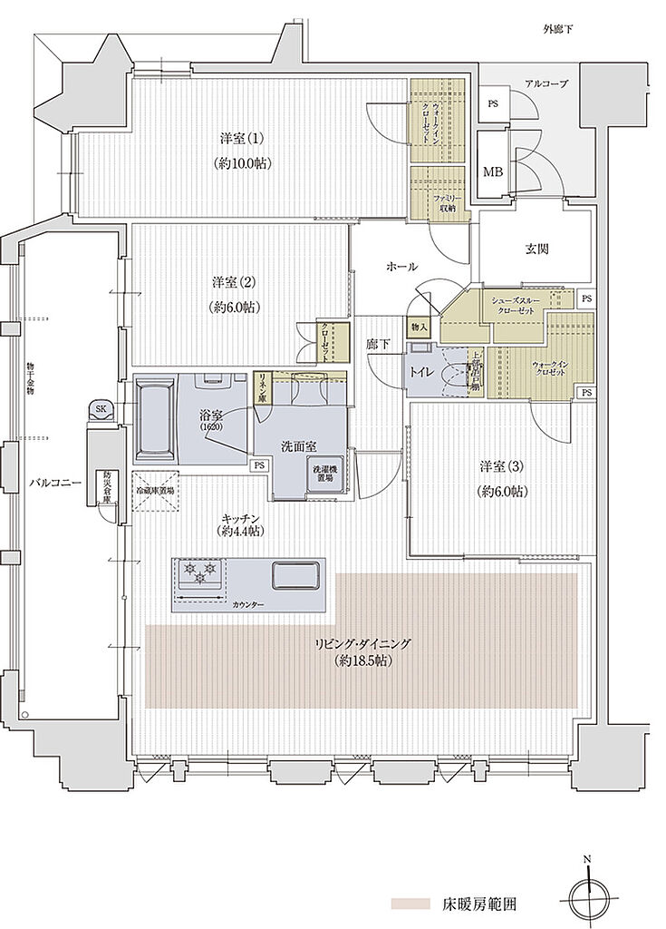 クレアホームズ松山大街道ザ・プレミアム 間取り E【MENU PLAN 2】