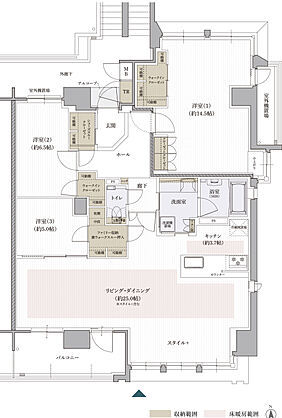 クレアホームズ松山南堀端ザ・プレミアム 間取り 【PREMIUM TYPE】O【MENU PLAN2】