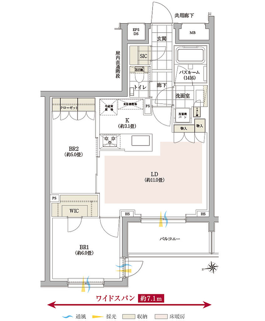 イノバス市谷仲之町 間取り D2