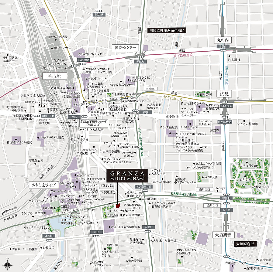 グランザ名駅南：案内図
