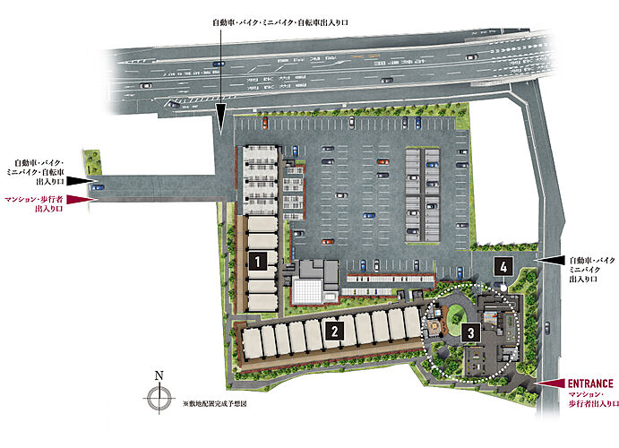 ヴェリテ金剛ルネ クロスサイト 敷地配置完成予想図