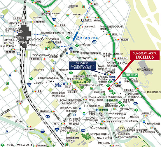 サングレート博多エクセラス 現地案内図