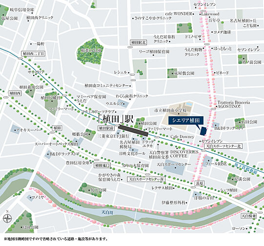 シエリア植田 現地案内図