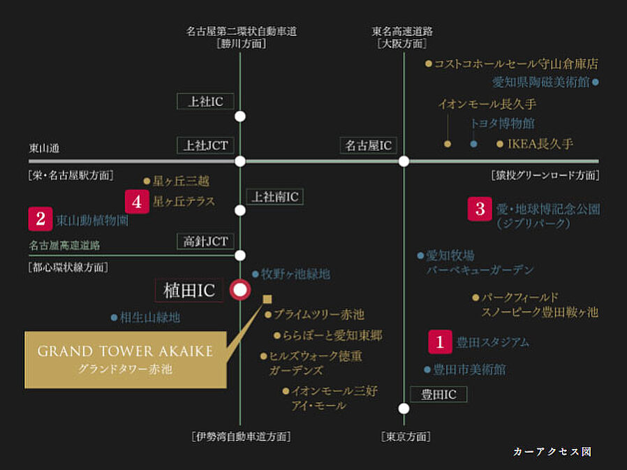 GRAND TOWER AKAIKE（グランドタワー赤池）：交通図