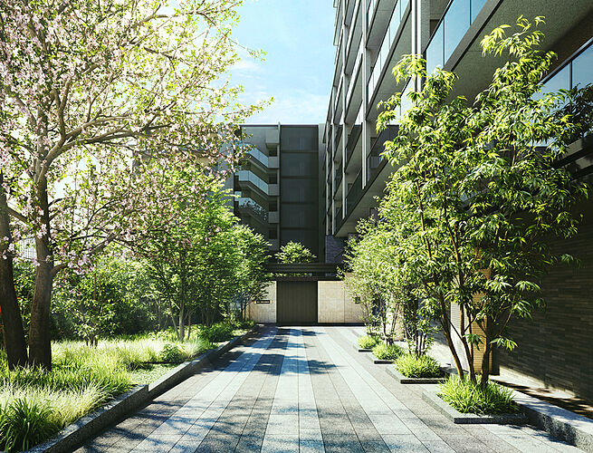 クレヴィア練馬レジデンス エントランスアプローチ完成予想CG