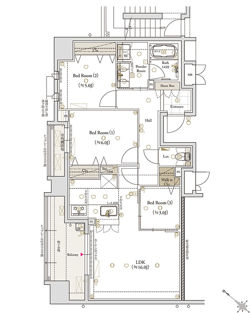 クラブスタイル大橋レーヴ 間取り E