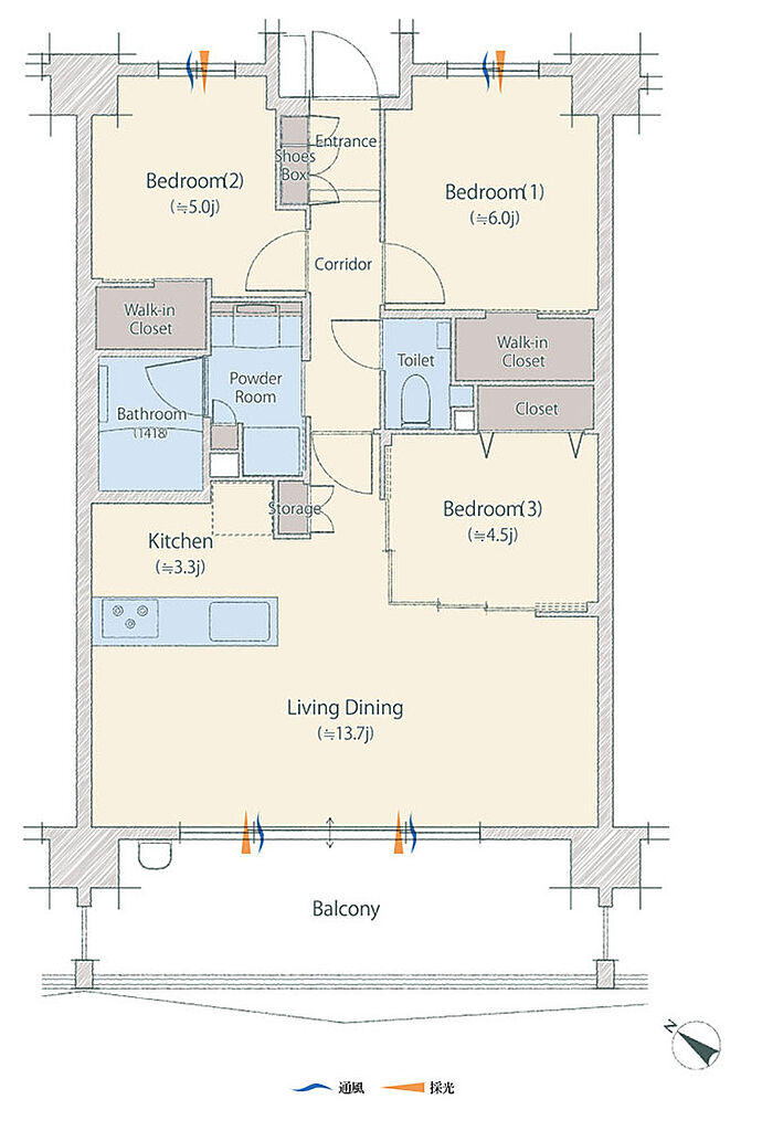 サンリヤン大野城駅前ブランシエラ 間取り E