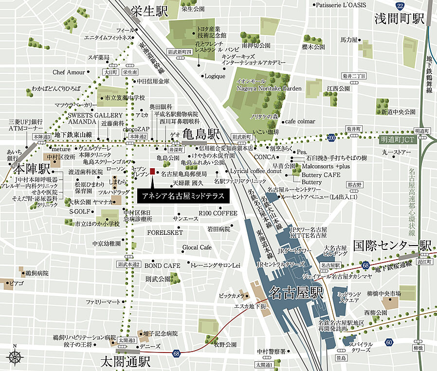 アネシア名古屋ミッドテラス：案内図