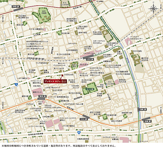 プレサンス ロジェ 住吉 現地案内図