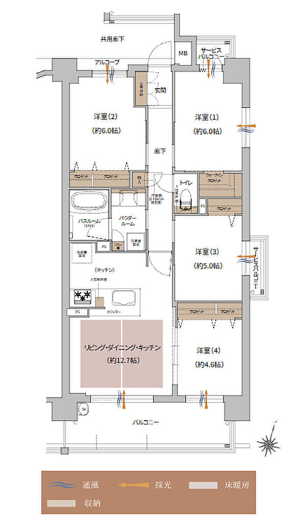 プレサンス ロジェ 神戸本山南町 間取り F