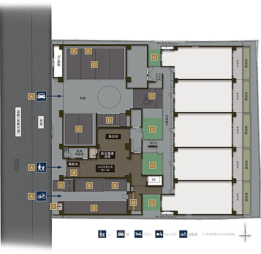プレサンス ロジェ 京都御所西 桜雅邸 ランドプランイメージイラスト