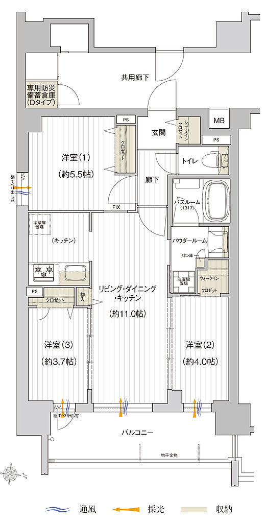 プレサンス レイズ 鶴舞公園 間取り D
