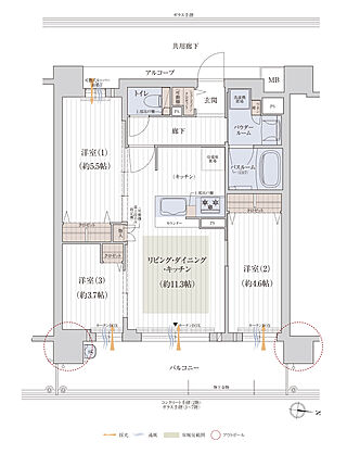 プレサンス ロジェ 長居公園リーフォリア 間取り D