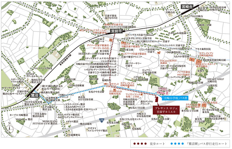 プレサンス ロジェ 宮前平ルミエル 現地案内図