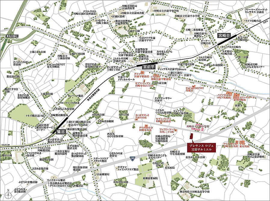 プレサンス ロジェ 宮前平ルミエル：案内図