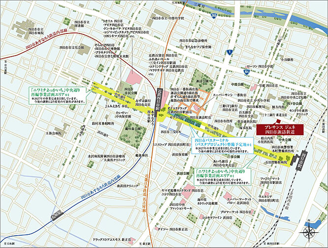 プレサンス ジェネ 四日市諏訪新道 現地案内図