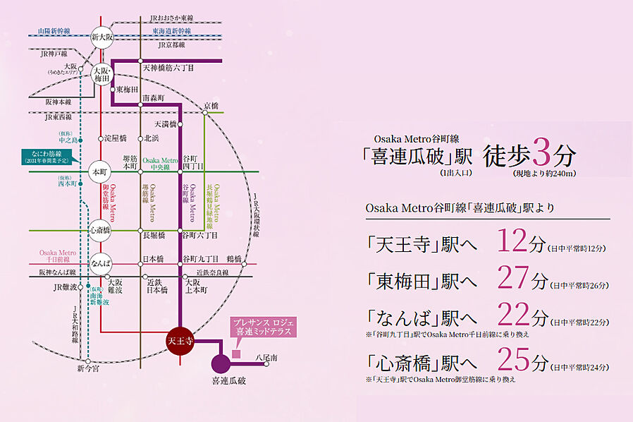 プレサンス ロジェ 喜連ミッドテラス：交通図