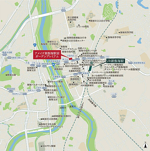 アメイズ新飯塚駅前ガーデンプレミアム 現地案内図