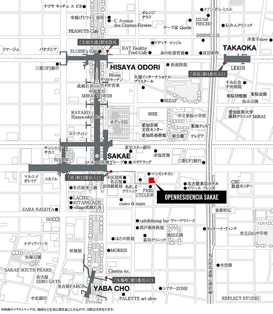 オープンレジデンシア栄：案内図