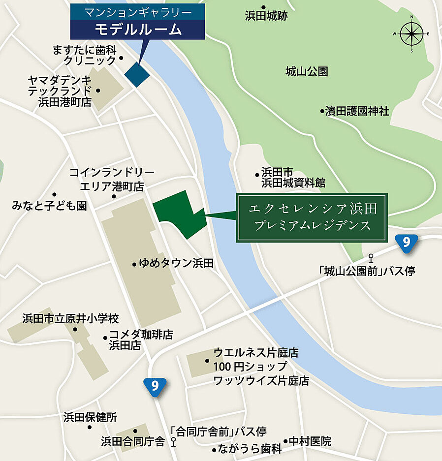 エクセレンシア浜田プレミアムレジデンス：モデルルーム地図