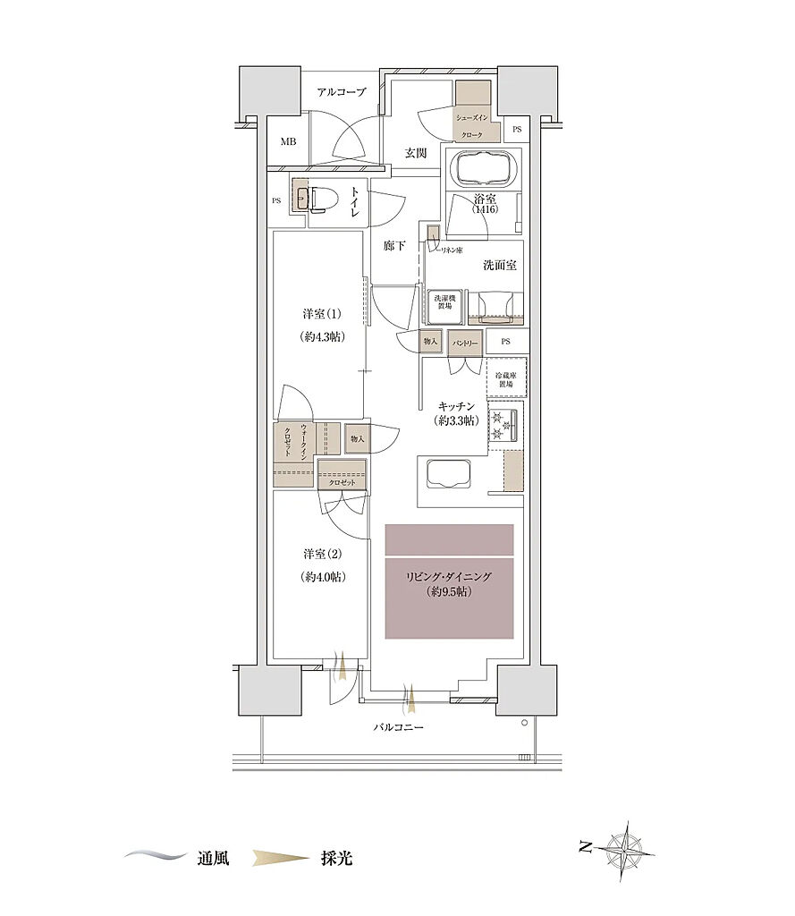 ファインレジデンス住道駅前／すごい駅前プロジェクト 間取り D