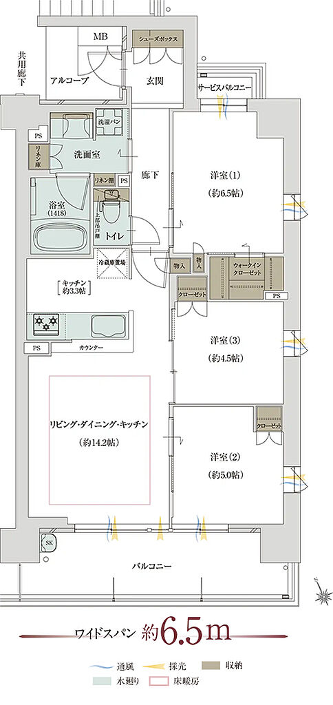 グランドパレス堺上野芝 ザ・グランドガーデン 間取り E