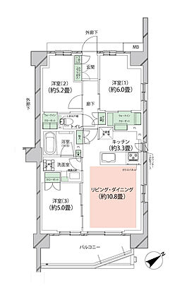 オーベルグランディオ川崎久地ヒルズ 間取り B-i