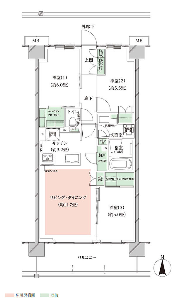 オーベルグランディオ川崎久地ヒルズ 間取り C-d