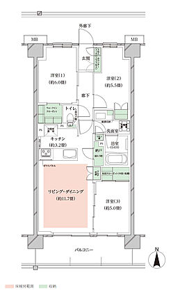 オーベルグランディオ川崎久地ヒルズ 間取り C-d