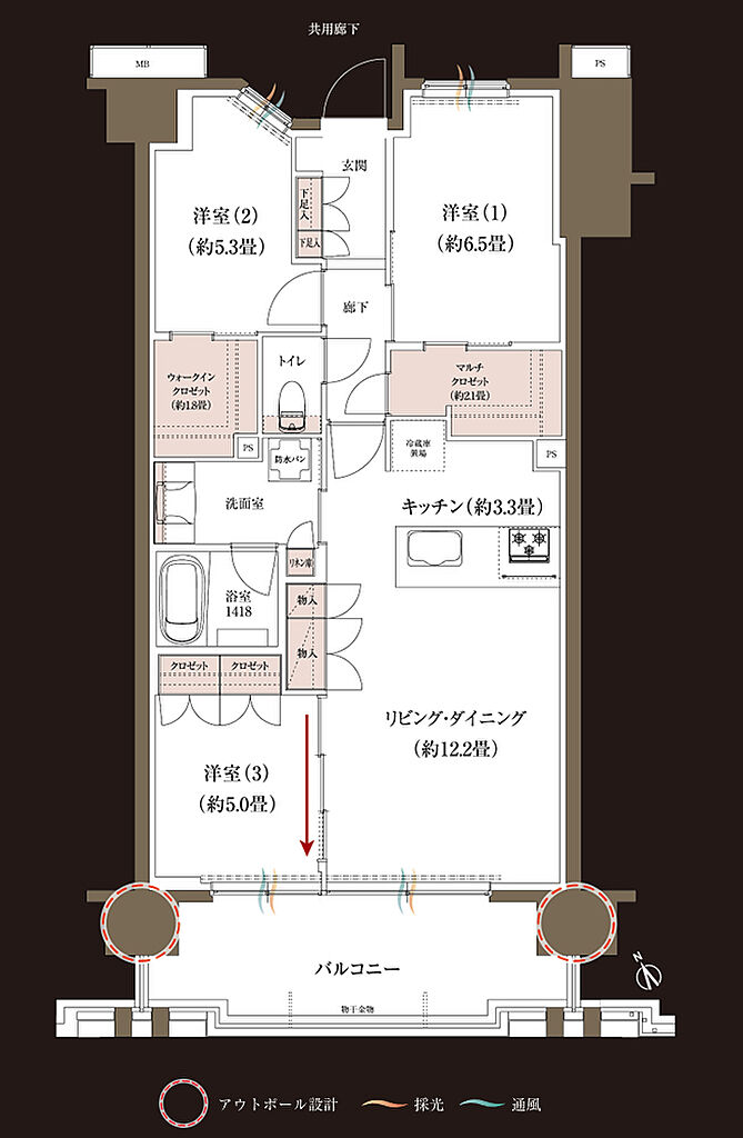 ブランシエラ大浦サンリヤン 間取り G
