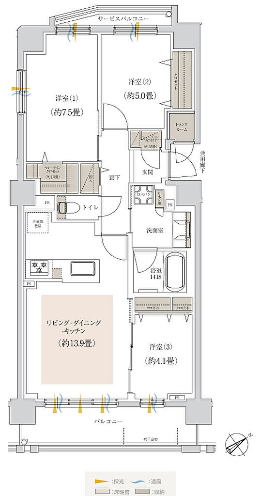 ブランシエラ東札幌サンリヤン 間取り Cr